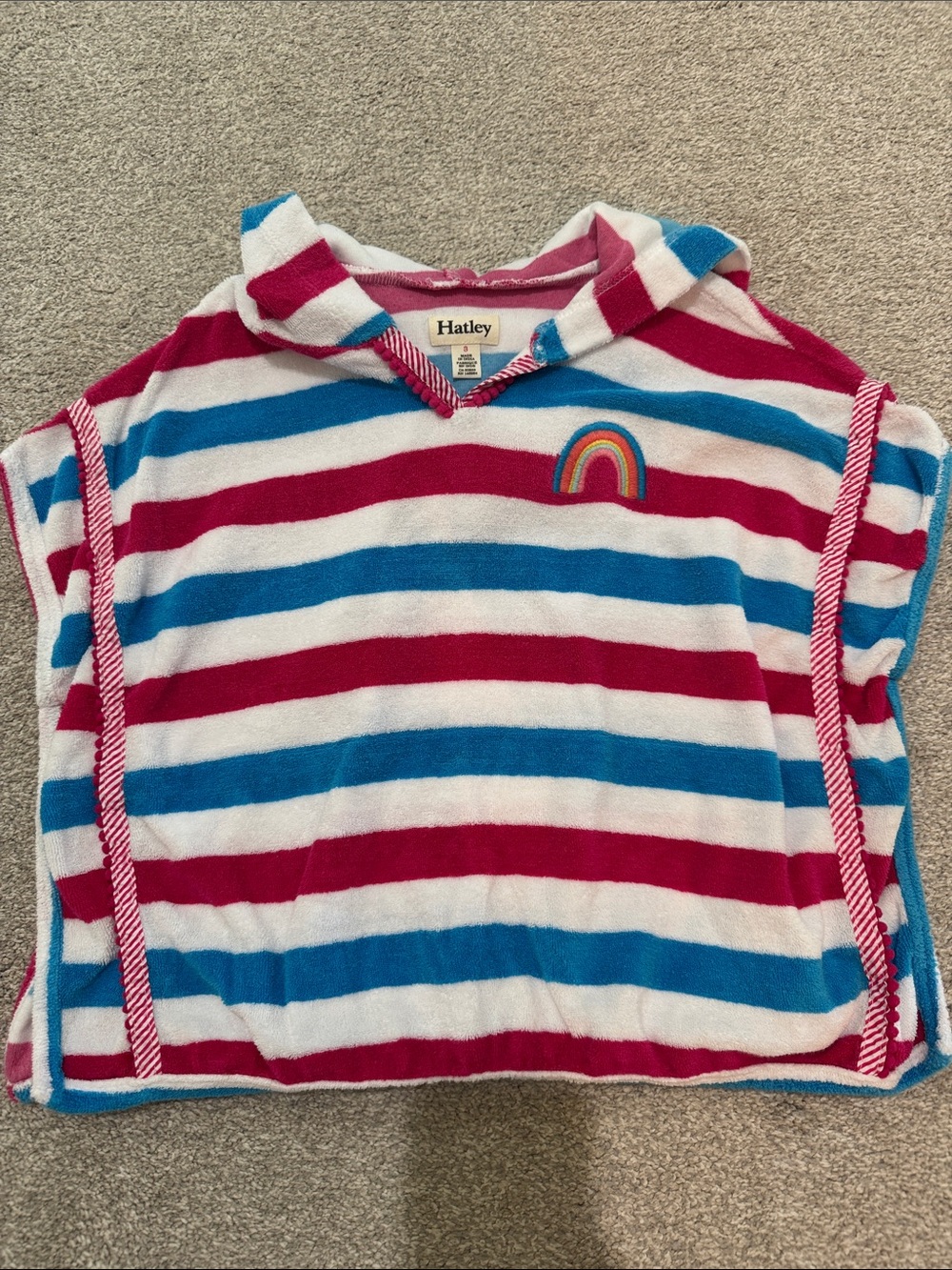 Hatley Striped Hooded Towel Poncho in Pink, Blue, White